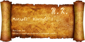 Matyé Kornél névjegykártya